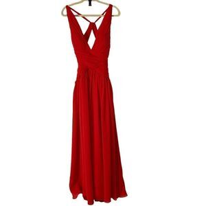 Jen Jen House Women's size 4 Red Halter Backless Full-length  Formal Dress